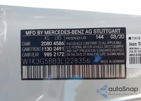 2020 Mercedes-Benz A 4Matic из США, поврежденный, VIN W1K3G5BB3LJ228356